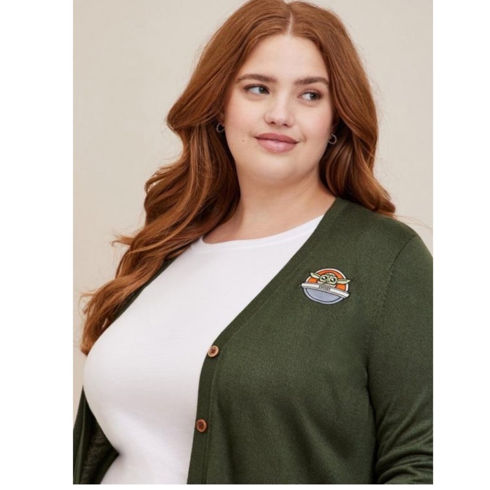 TORRID NWT STAR WARS THE MANDALORIAN BUTTON FRONT CARDIGAN SWEATER - Picture 2 of 6